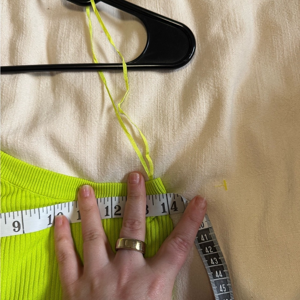 Zara Lime Green Asymmetrical Women's One Shoulder Top - Picture 2 of 4